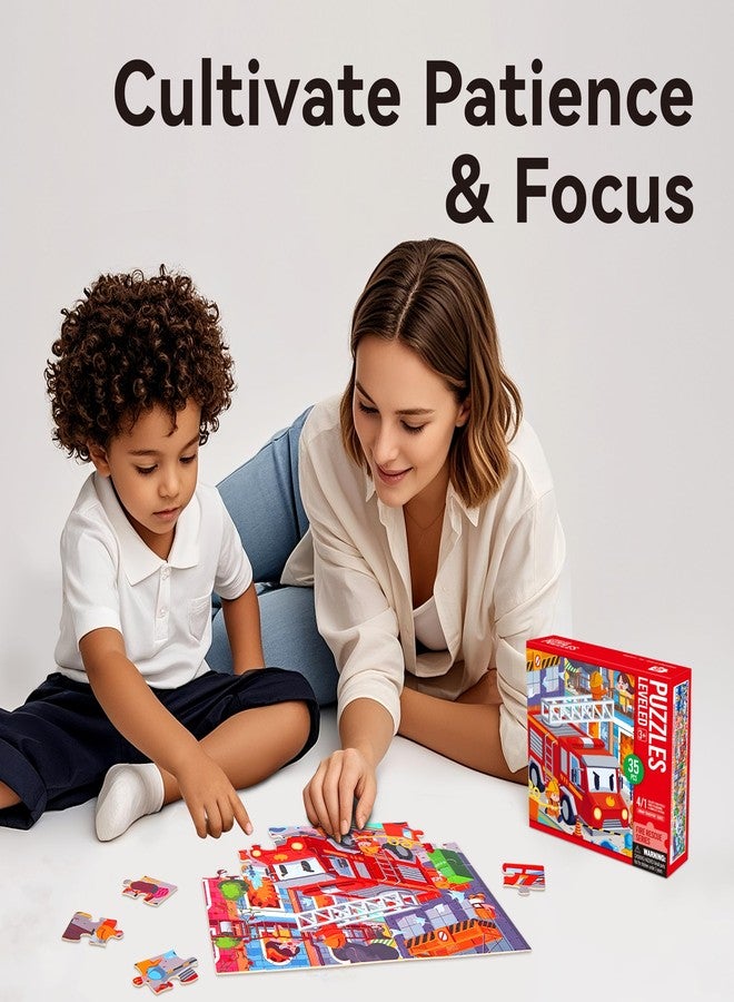 Dotimo kids Dotimo 4-in-1 Vehicle Puzzles for Toddlers 3-5 - Fire Truck, Police Car, Ambulance & Cement Mixer Puzzles, 24/30/35/48 Piece Educational Games with Storage Box - Image 4